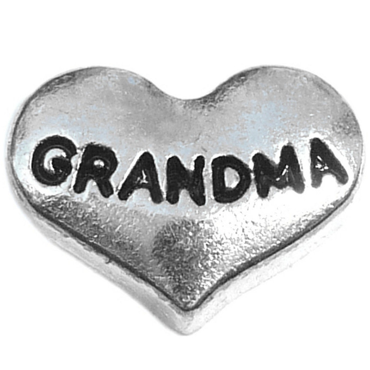 Grandma Silvertone Heart Floating Locket Charm