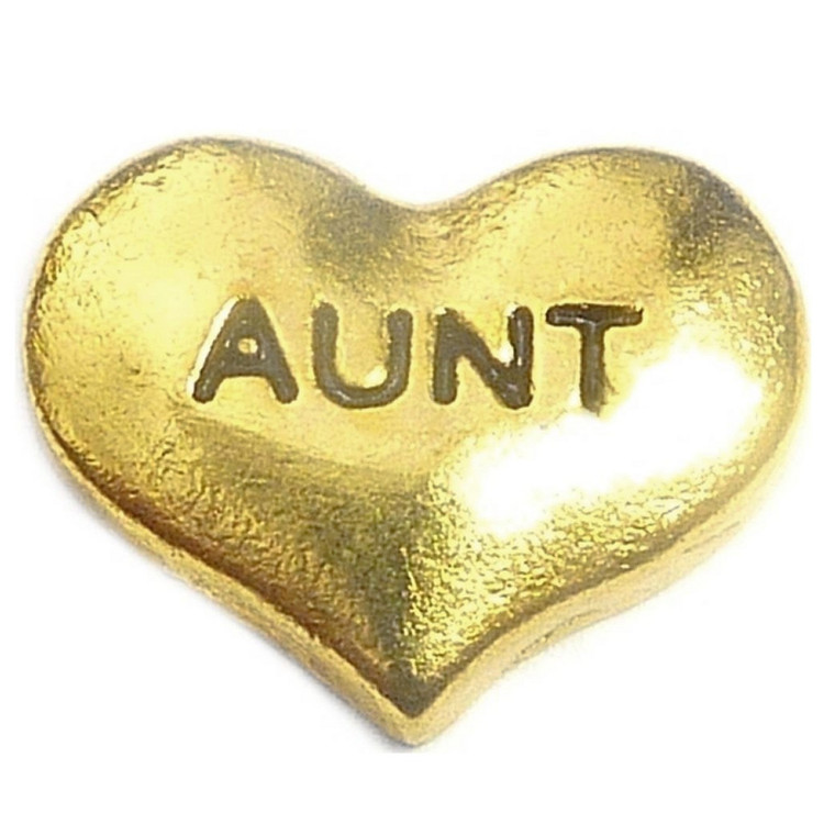 Aunt Goldtone Heart Floating Locket Charm