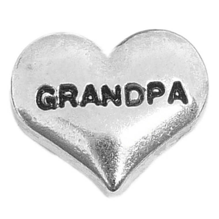 Grandpa Silvertone Heart Floating Locket Charm