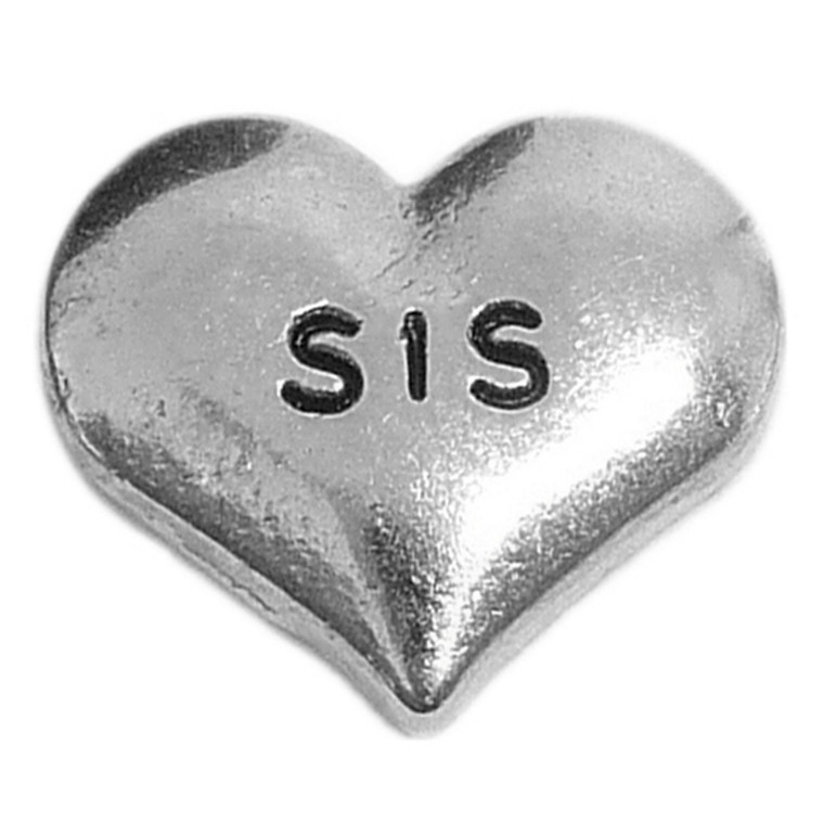 Sis Silvertone Heart Floating Locket Charm
