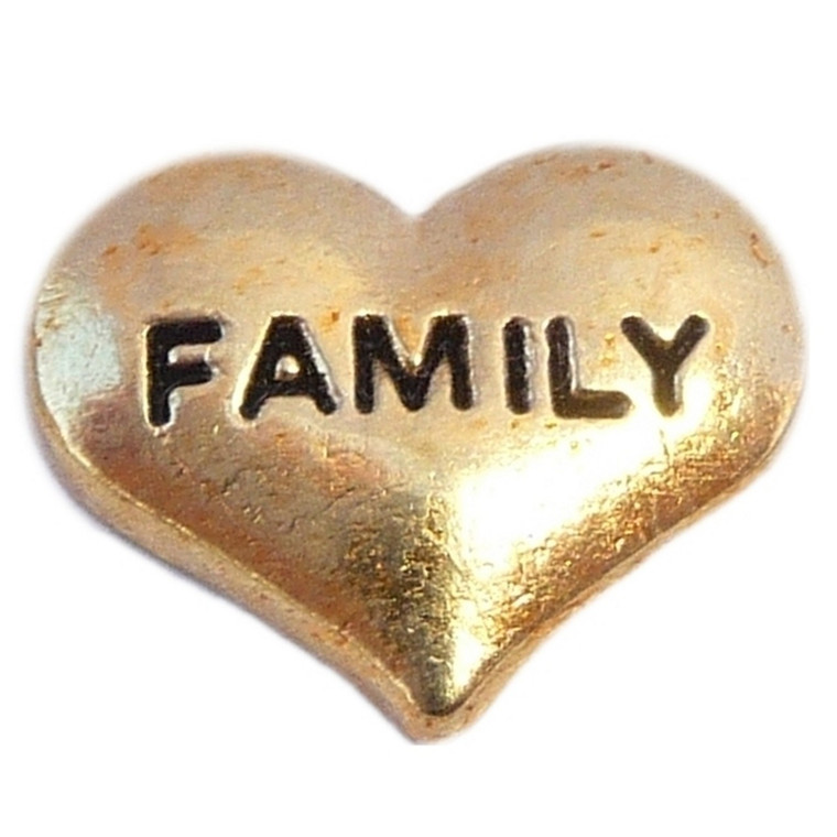 Goldtone Family Heart Floating Locket Charm