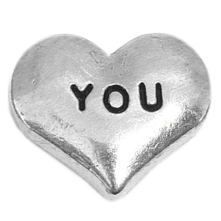 You Silvertone Heart Floating Locket Charm