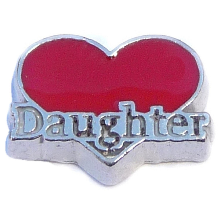 Daughter Red Heart Floating Locket Charm