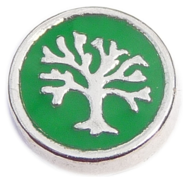 Tree of Life on Green Floating Locket Charm