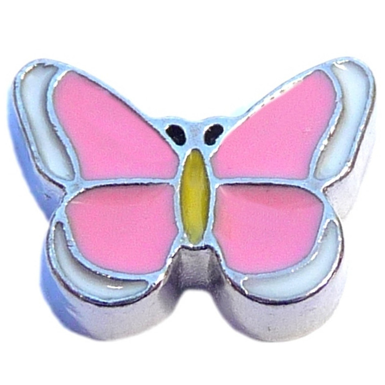 Pink And Yellow Butterfly Floating Locket Charm