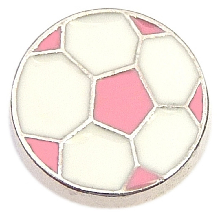 Pink Soccer Ball Floating Locket Charm