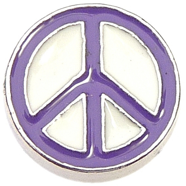 Purple Peace Sign Floating Locket Charm