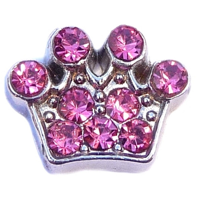 Crown with Pink Accents Floating Locket Charm