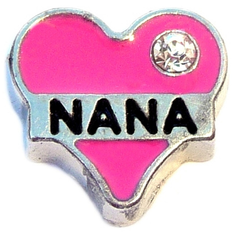 Nana Pink Heart Floating Locket Charm
