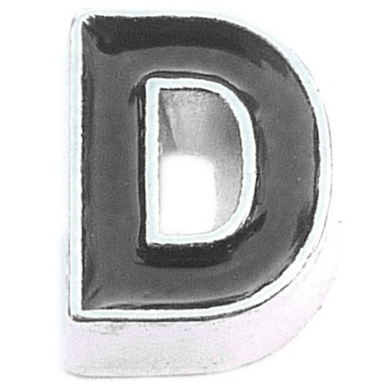 Black Letter D Floating Locket Charm