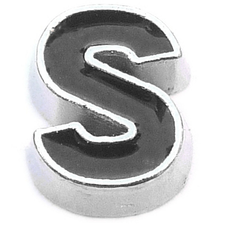 Black Letter S Floating Locket Charm