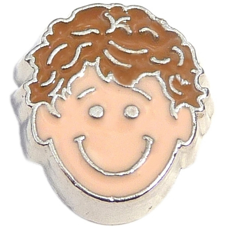 Light Brown Curly Hair Boy Floating Locket Charm