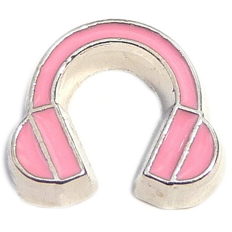 Pink Headphones Floating Locket Charm