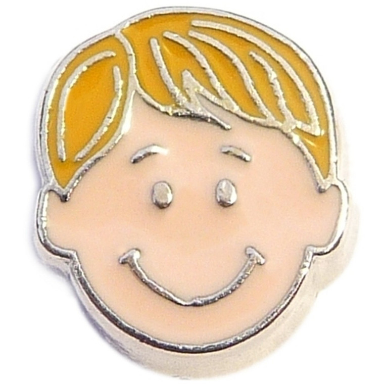 Blonde Parted Hair Boy Floating Locket Charm