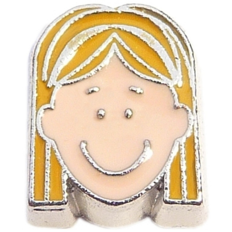 Blonde Long Hair Girl Floating Locket Charm