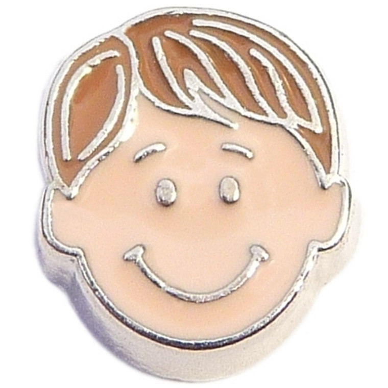 Light Brown Parted Hair Boy Floating Locket Charm