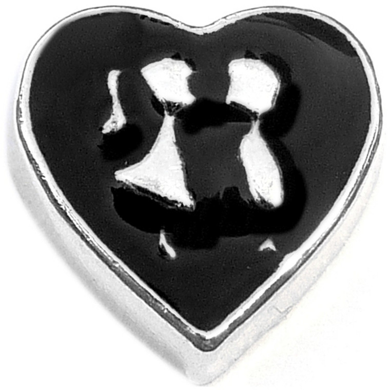 Kids On Black Heart Floating Locket Charm