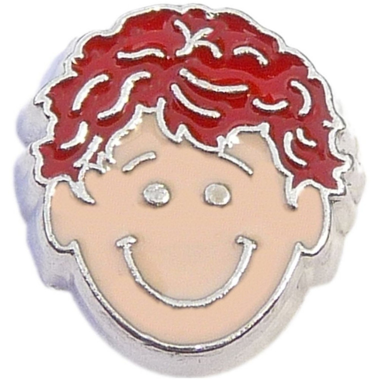 Redhead Curly Hair Boy Floating Locket Charm