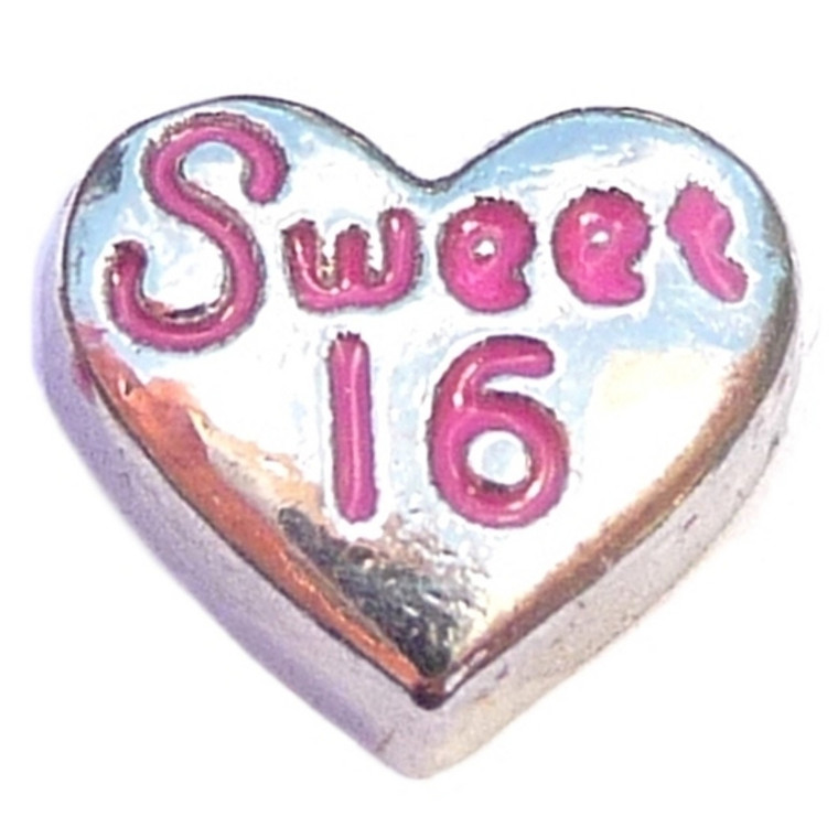 Sweet 16 Heart Floating Locket Charms