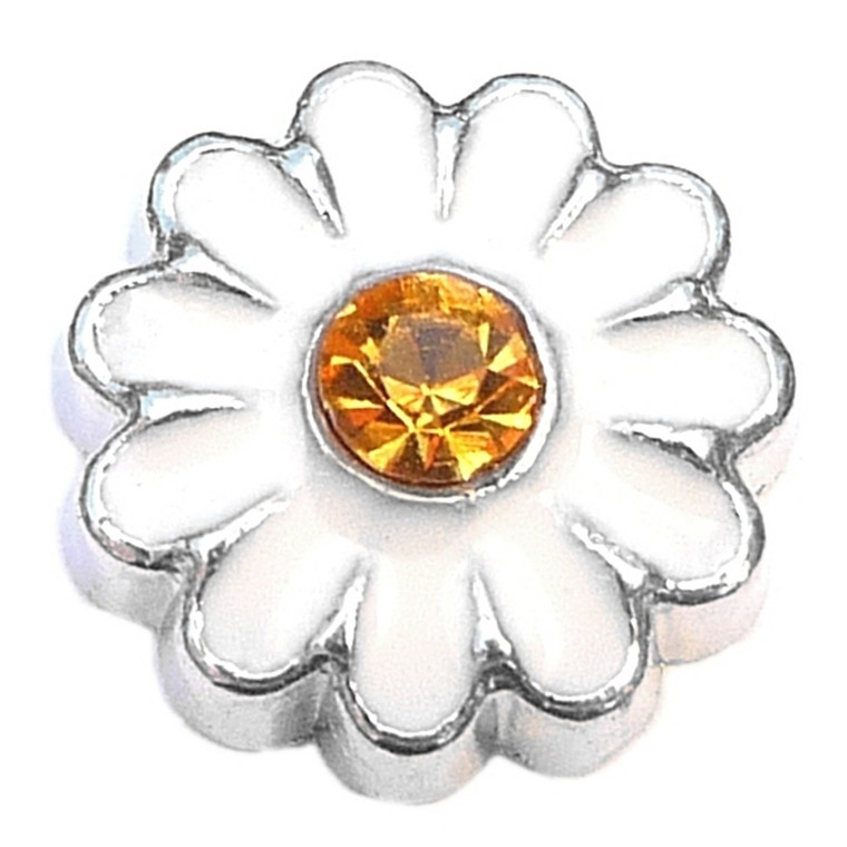 Big White Daisy Floating Locket Charms