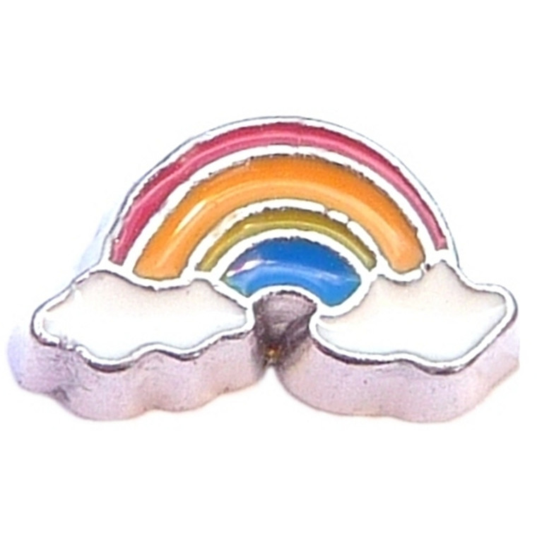 Rainbow With Clouds Floating Locket Charms