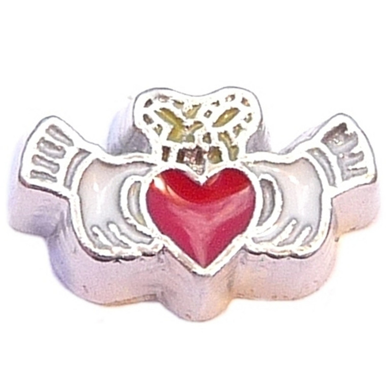 Silvertone Claddagh Heart Floating Locket Charms