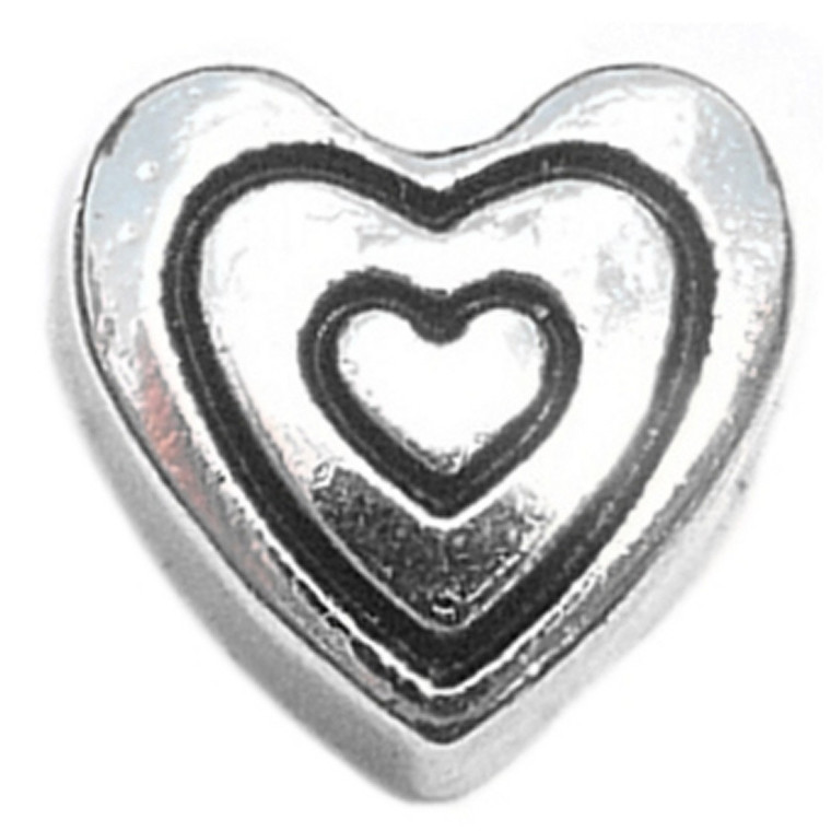 Silvertone Heart Inside Heart Floating Locket Charms