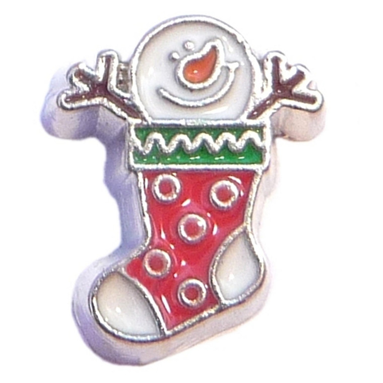 Snowman Stocking Floating Locket Charm