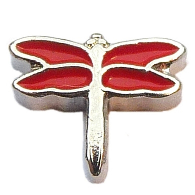 Red Dragonfly Floating Locket Charm