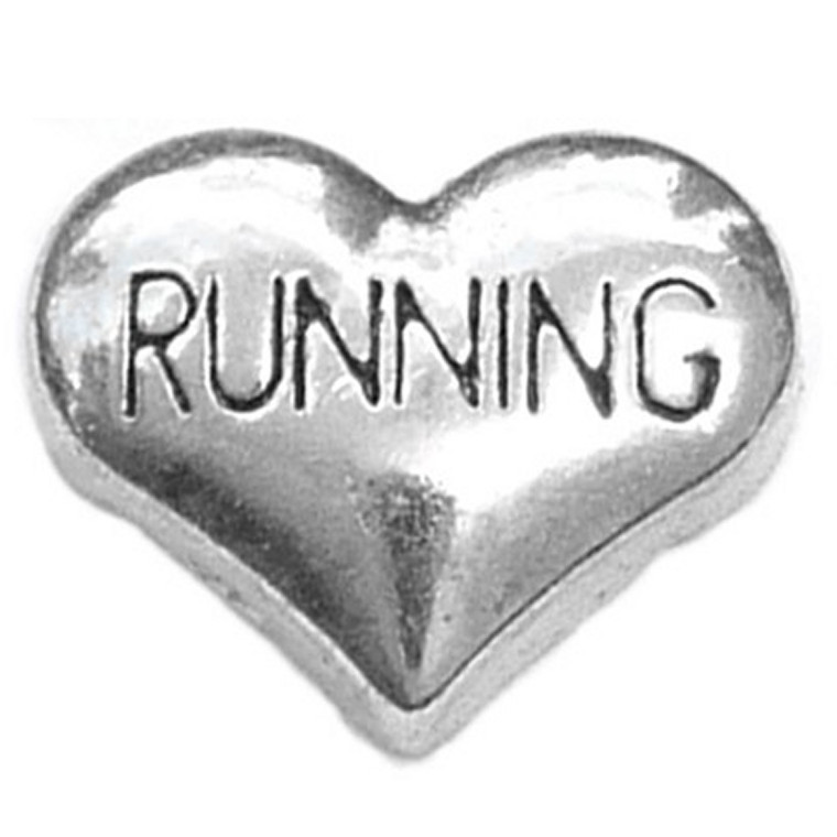 Running Silvertone Heart Floating Locket Charm