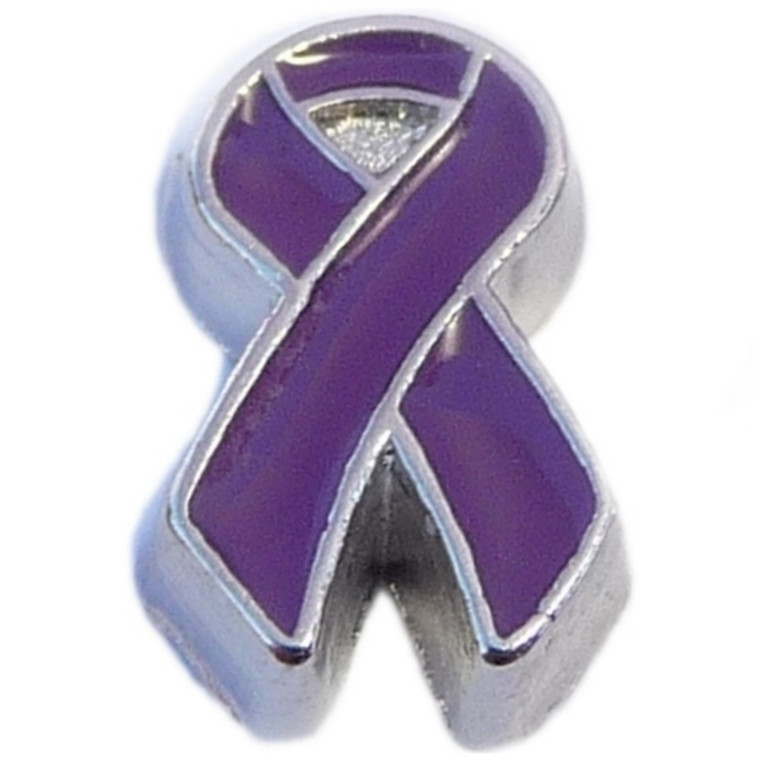 Purple Ribbon Floating Locket Charm