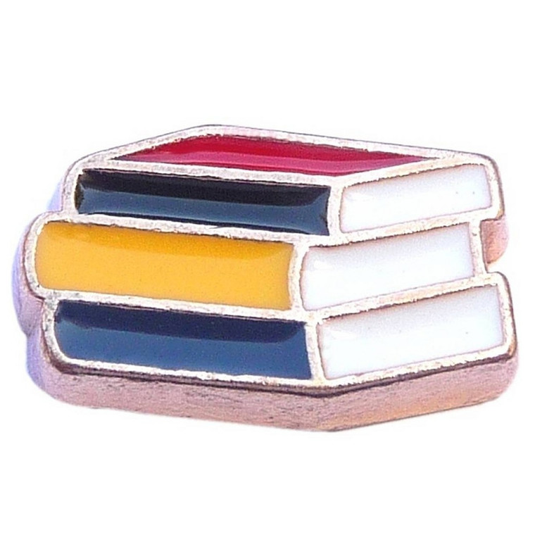 Rose Goldtone Stack Of Books Floating Locket Charm