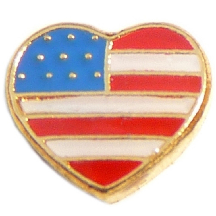 Patriotic Heart Floating Locket Charm