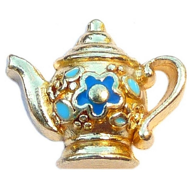 Tea Pot Goldtone Floating Locket Charm