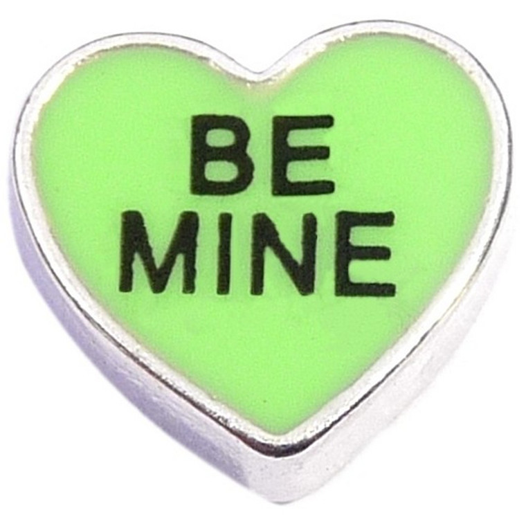 Be Mine Green Candy Heart Floating Locket Charm