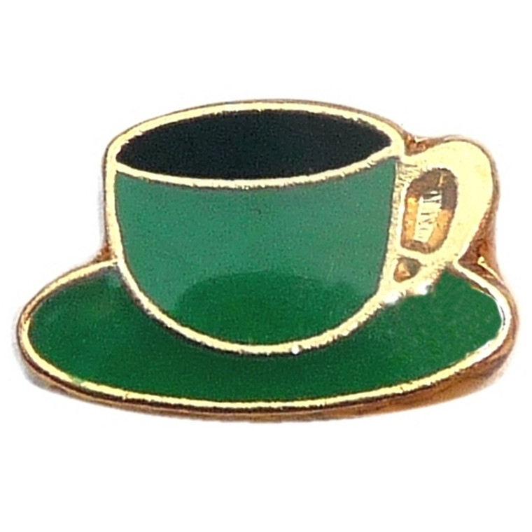 Green Coffee Cup Goldtone Floating Locket Charm