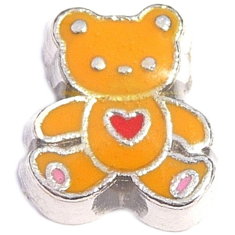 Teddy Bear With Heart Floating Locket Charm