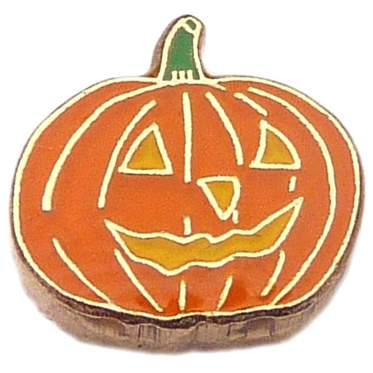 Jack O Lantern Pumpkin Floating Locket Charm