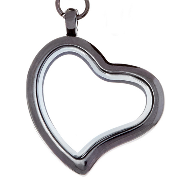 Black Curvy Heart Locket with Necklace