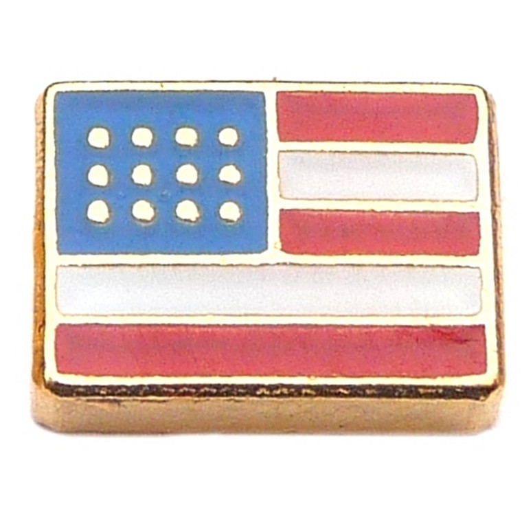 American Flag Goldtone Floating Locket Charm
