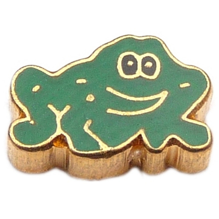Green Frog Floating Locket Charm