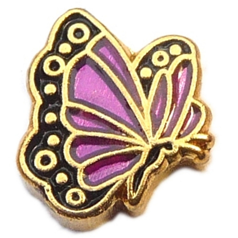 February Butterfly Goldtone Floating Locket Charm