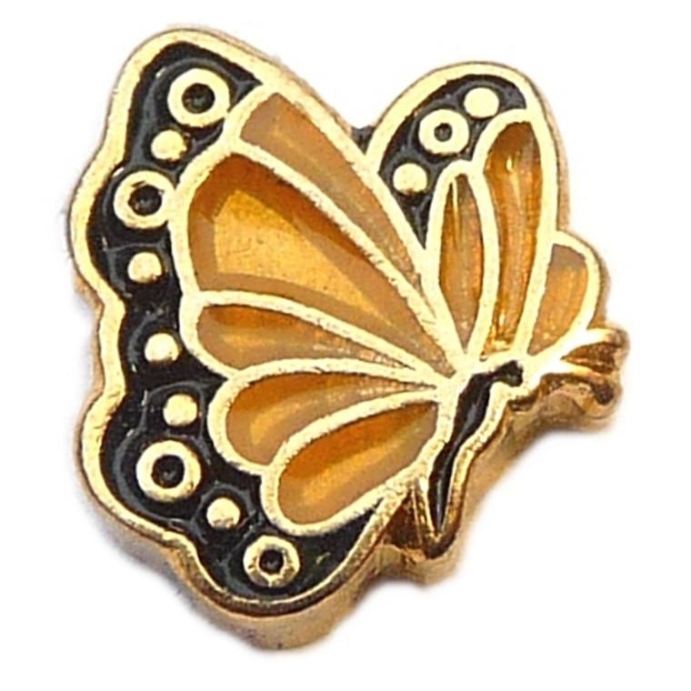 April Butterfly Goldtone Floating Locket Charm