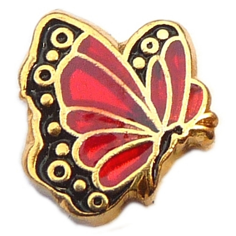 July Butterfly Goldtone Floating Locket Charm