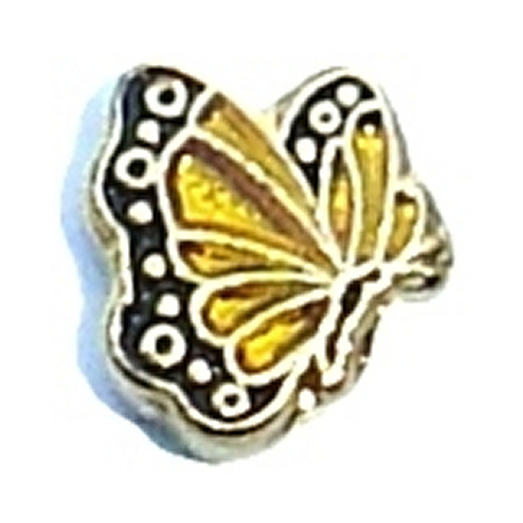 November Butterfly Silvertone Floating Locket Charm