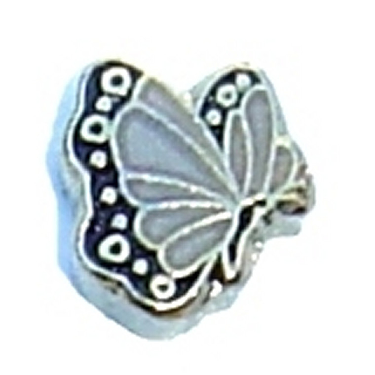 April Butterfly Silvertone Floating Locket Charm