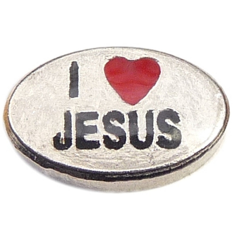 I Love Jesus Silvertone Floating Locket Charm
