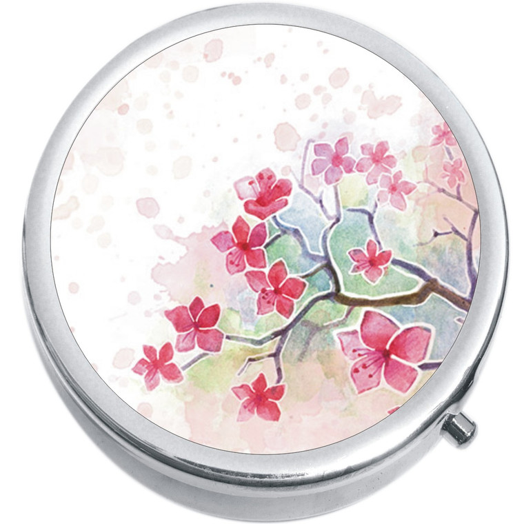 Cherry Blossom Watercolor Medical Pill Box