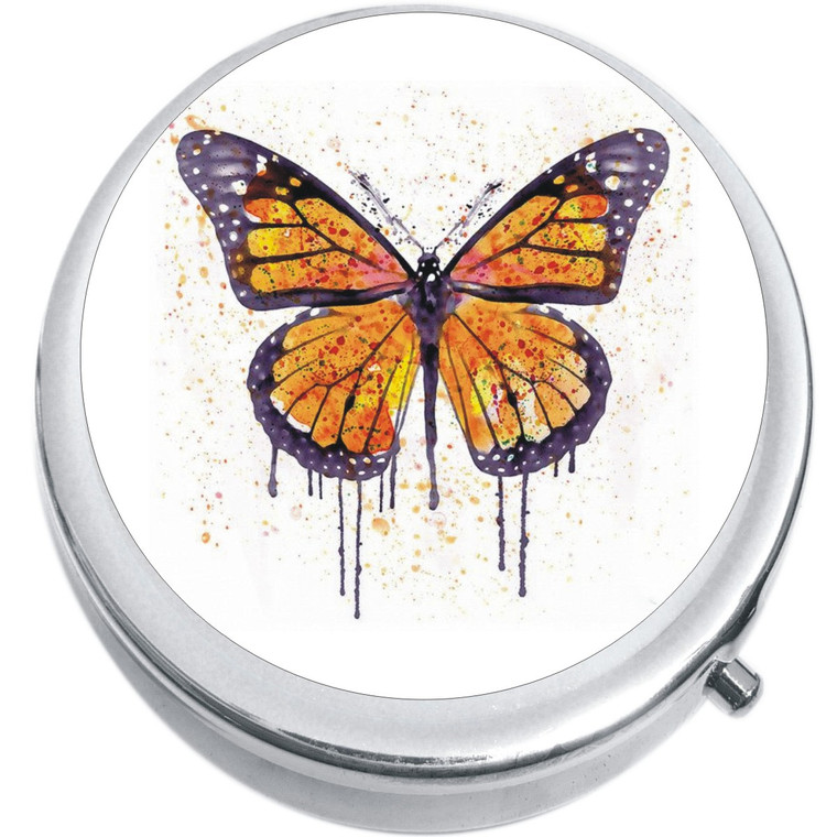 Watercolor Monarch Butterfly Medical Pill Box