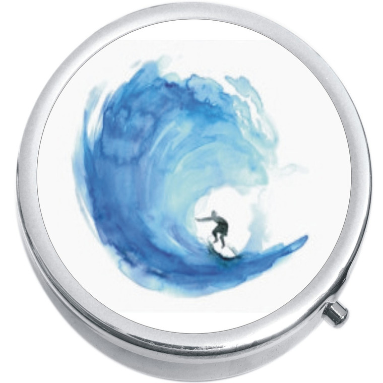 Watercolor Wave Surf Ocean Medical Pill Box